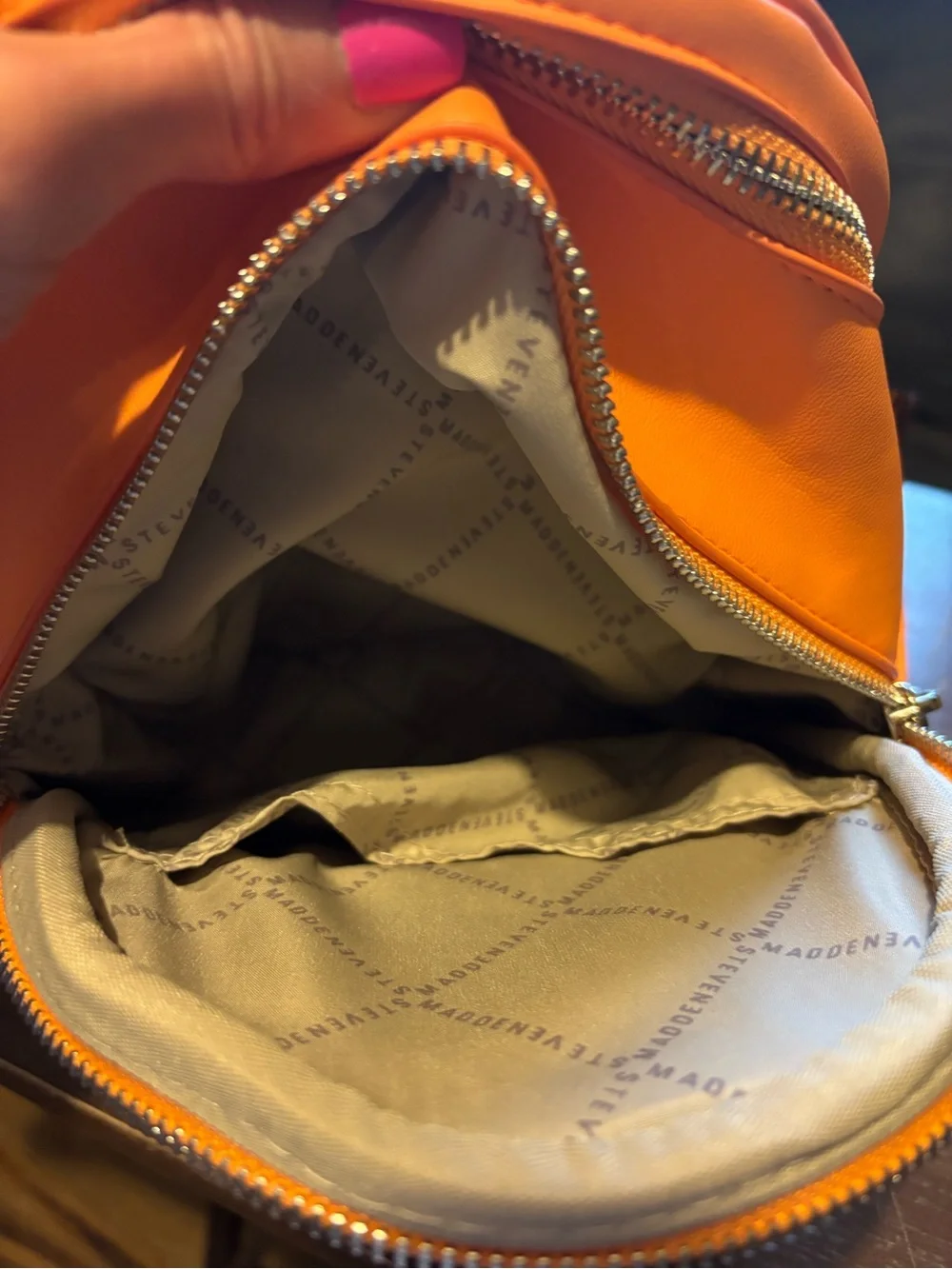 Steve Madden Orange Quilted Mini Backpack